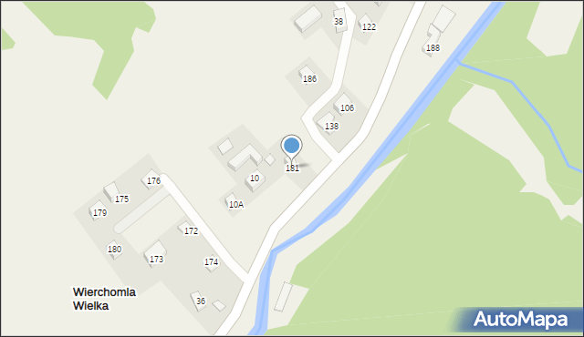 Wierchomla Wielka, Wierchomla Wielka, 181, mapa Wierchomla Wielka