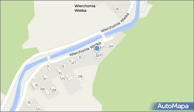 Wierchomla Wielka, Wierchomla Wielka, 34, mapa Wierchomla Wielka