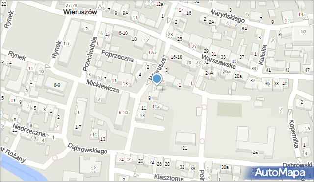 Wieruszów, Wierusza Klemensa, 7-9, mapa Wieruszów