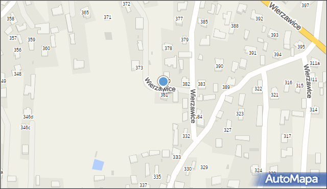 Wierzawice, Wierzawice, 381, mapa Wierzawice