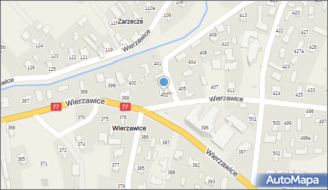 Wierzawice, Wierzawice, 402, mapa Wierzawice