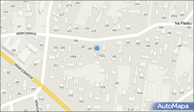 Wierzawice, Wierzawice, 495, mapa Wierzawice