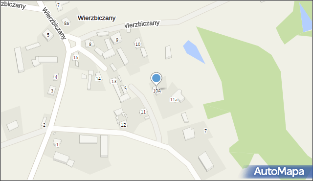 Wierzbiczany, Wierzbiczany, 10A, mapa Wierzbiczany