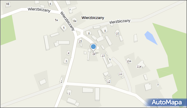 Wierzbiczany, Wierzbiczany, 14, mapa Wierzbiczany