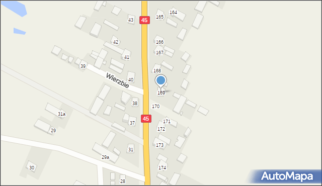 Wierzbie, Wierzbie, 169, mapa Wierzbie