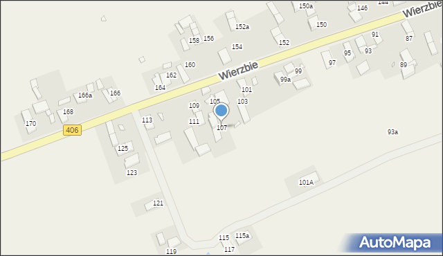Wierzbie, Wierzbie, 107, mapa Wierzbie