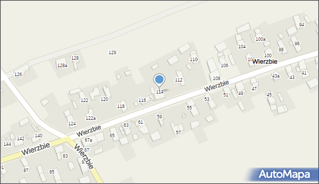 Wierzbie, Wierzbie, 114, mapa Wierzbie