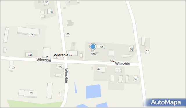 Wierzbie, Wierzbie, 55a, mapa Wierzbie