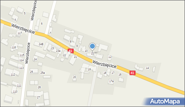 Wierzbięcice, Wierzbięcice, 11, mapa Wierzbięcice
