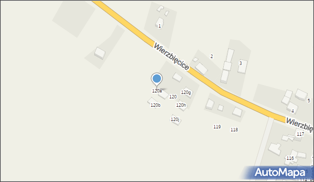 Wierzbięcice, Wierzbięcice, 120a, mapa Wierzbięcice