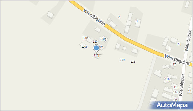 Wierzbięcice, Wierzbięcice, 120j, mapa Wierzbięcice