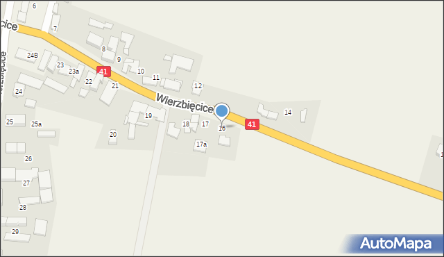 Wierzbięcice, Wierzbięcice, 16, mapa Wierzbięcice