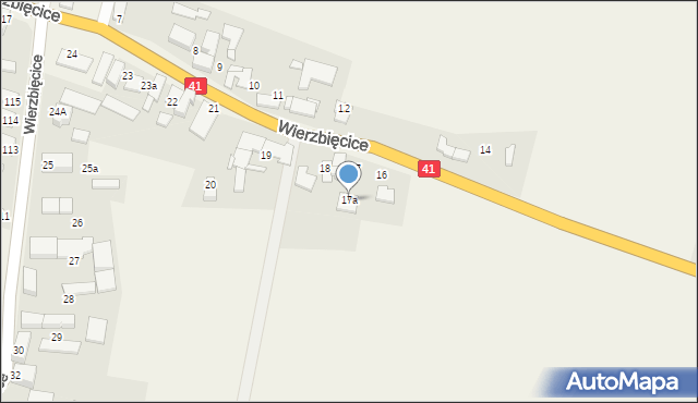 Wierzbięcice, Wierzbięcice, 17a, mapa Wierzbięcice