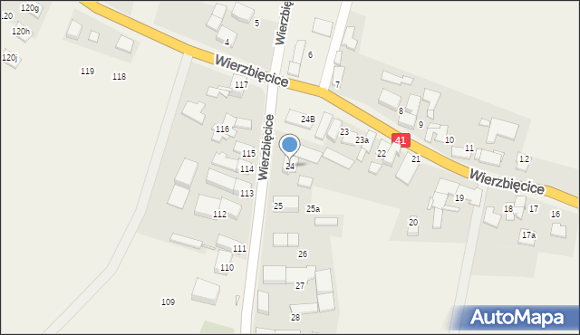 Wierzbięcice, Wierzbięcice, 24, mapa Wierzbięcice