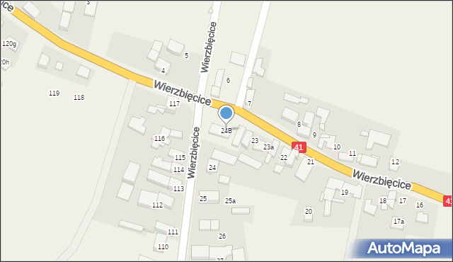 Wierzbięcice, Wierzbięcice, 24B, mapa Wierzbięcice