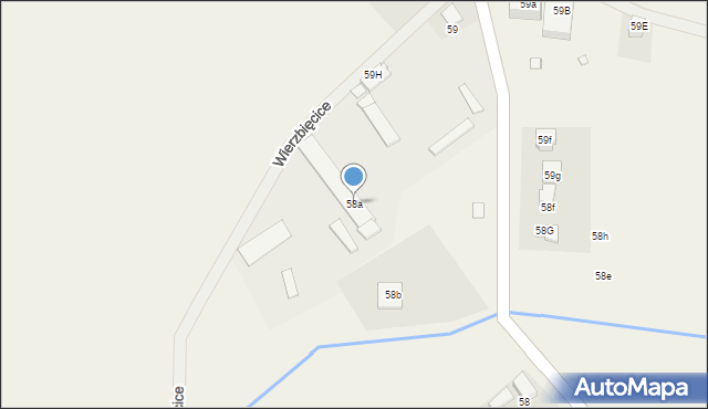 Wierzbięcice, Wierzbięcice, 58a, mapa Wierzbięcice