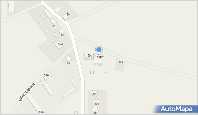 Wierzbięcice, Wierzbięcice, 59B, mapa Wierzbięcice
