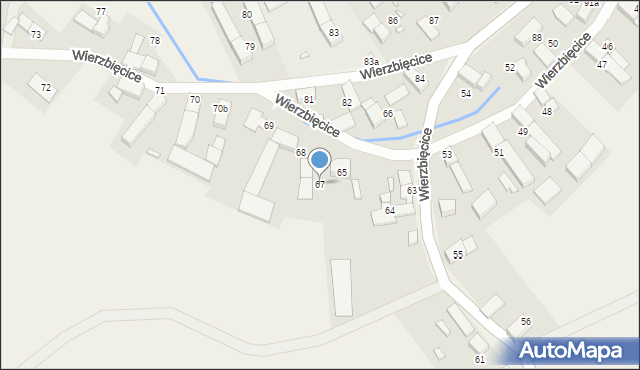 Wierzbięcice, Wierzbięcice, 67, mapa Wierzbięcice