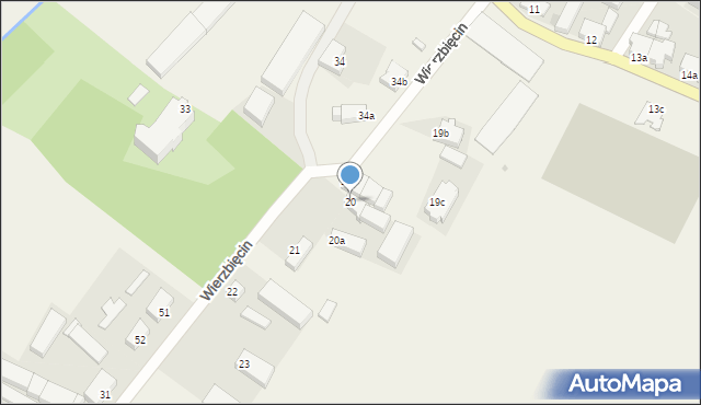 Wierzbięcin, Wierzbięcin, 20, mapa Wierzbięcin