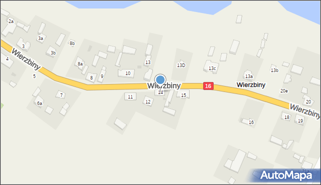 Wierzbiny, Wierzbiny, 14, mapa Wierzbiny