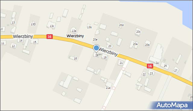 Wierzbiny, Wierzbiny, 18, mapa Wierzbiny