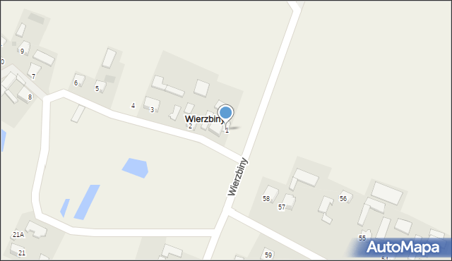 Wierzbiny, Wierzbiny, 1, mapa Wierzbiny