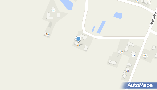 Wierzbiny, Wierzbiny, 21, mapa Wierzbiny