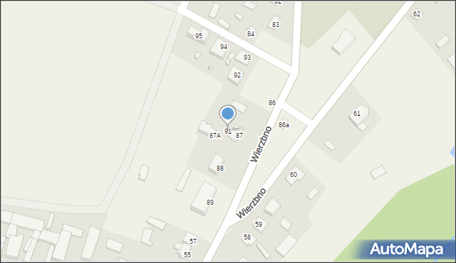 Wierzbno, Wierzbno, 91, mapa Wierzbno