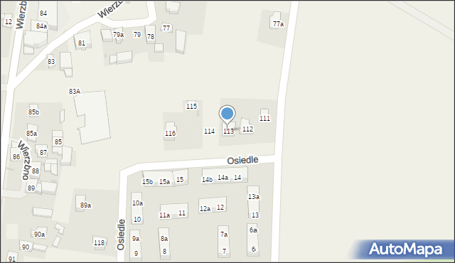 Wierzbno, Wierzbno, 113, mapa Wierzbno