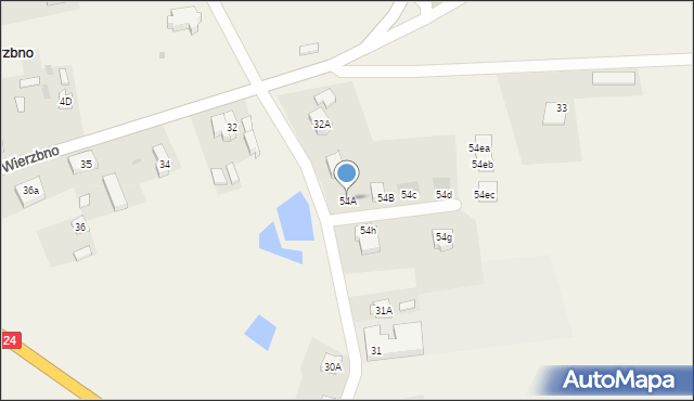 Wierzbno, Wierzbno, 54A, mapa Wierzbno