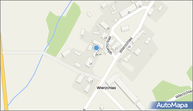 Wierzchlas, Wierzchlas, 15, mapa Wierzchlas