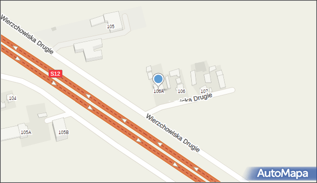 Wierzchowiska, Wierzchowiska Drugie, 106A, mapa Wierzchowiska