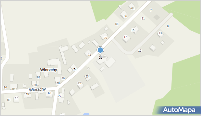 Wierzchy, Wierzchy, 21, mapa Wierzchy