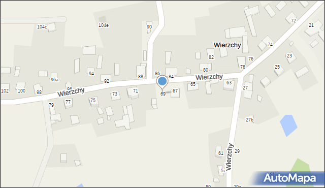 Wierzchy, Wierzchy, 69, mapa Wierzchy