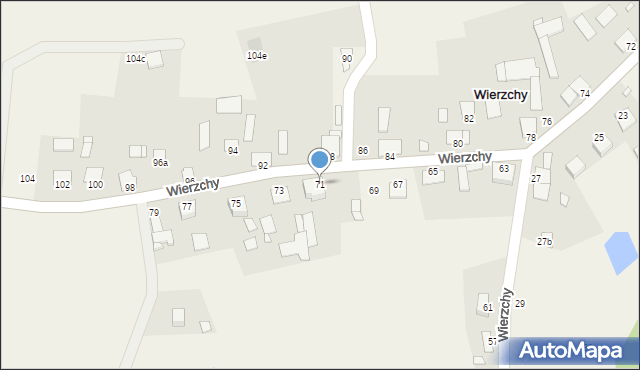 Wierzchy, Wierzchy, 71, mapa Wierzchy