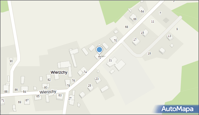 Wierzchy, Wierzchy, 72, mapa Wierzchy