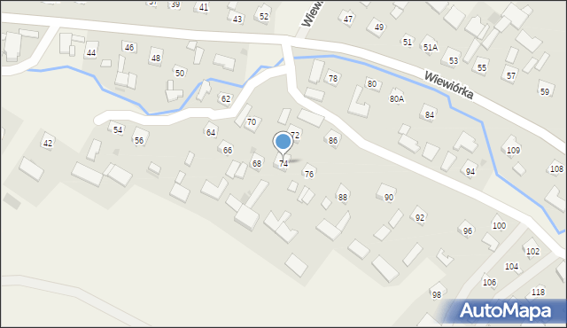 Wiewiórka, Wiewiórka, 74, mapa Wiewiórka
