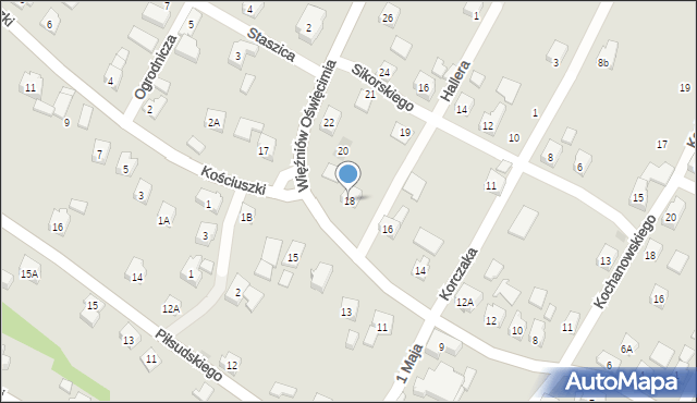 Wilamowice, Więźniów Oświęcimia, 18, mapa Wilamowice