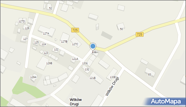 Wilków Drugi, Wilków Drugi, 133A, mapa Wilków Drugi