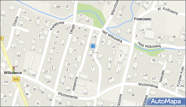 Wilkowice, Wierzbowa, 11, mapa Wilkowice