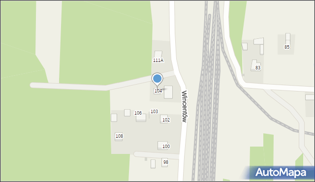 Wincentów, Wincentów, 104, mapa Wincentów
