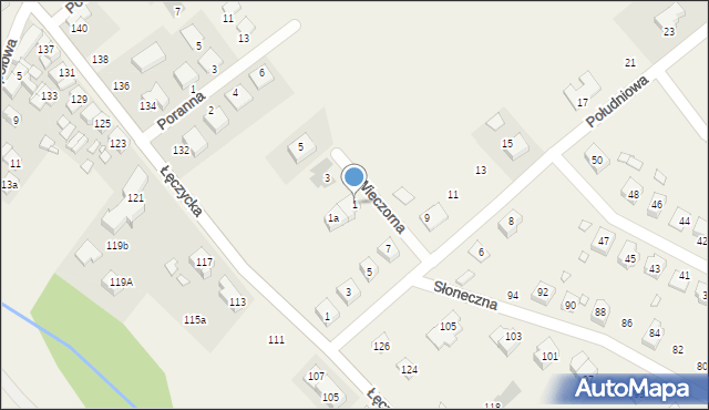 Wiry, Wieczorna, 1, mapa Wiry