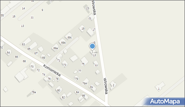 Wiry, Wirowska, 13A, mapa Wiry