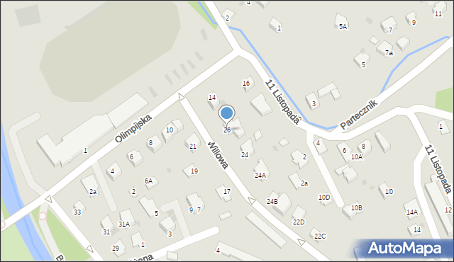 Wisła, Willowa, 26, mapa Wisła