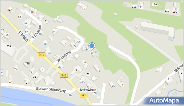 Wisła, Wiosenna, 11, mapa Wisła