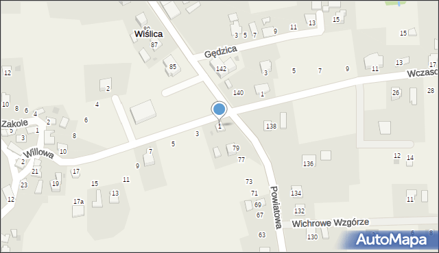 Wiślica, Willowa, 1, mapa Wiślica