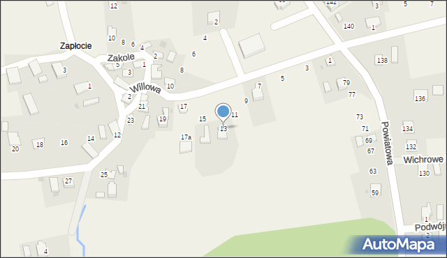Wiślica, Willowa, 13, mapa Wiślica