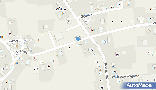 Wiślica, Willowa, 3, mapa Wiślica