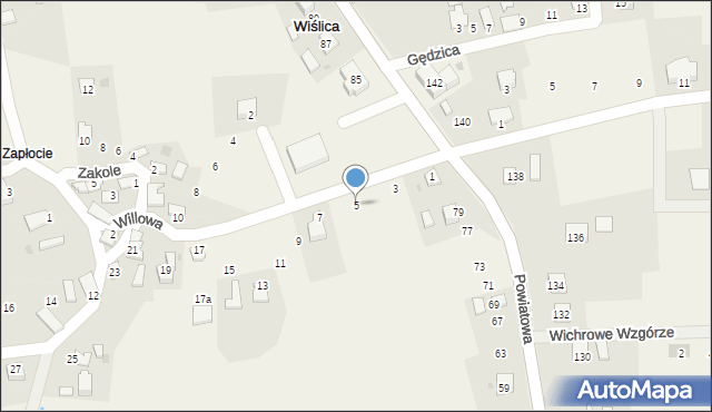 Wiślica, Willowa, 5, mapa Wiślica