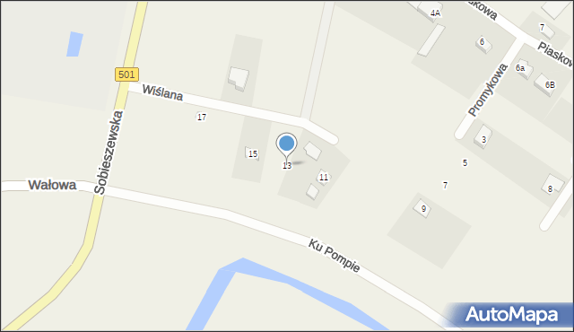 Wiślinka, Wiślana, 13, mapa Wiślinka